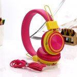 Wholesale Perfect Sound Stereo Headphone with Mic (Hot Pink Yellow)